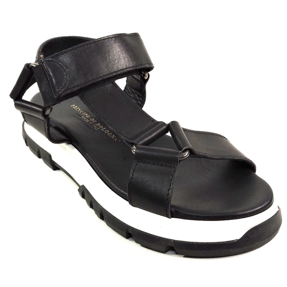 PRINCIPE DI BOLOGNA 🇮🇹 WOMEN'S BLACK SOFT LEATHER SPORT SUMMER FLAT SANDALS - Picture 5 of 10